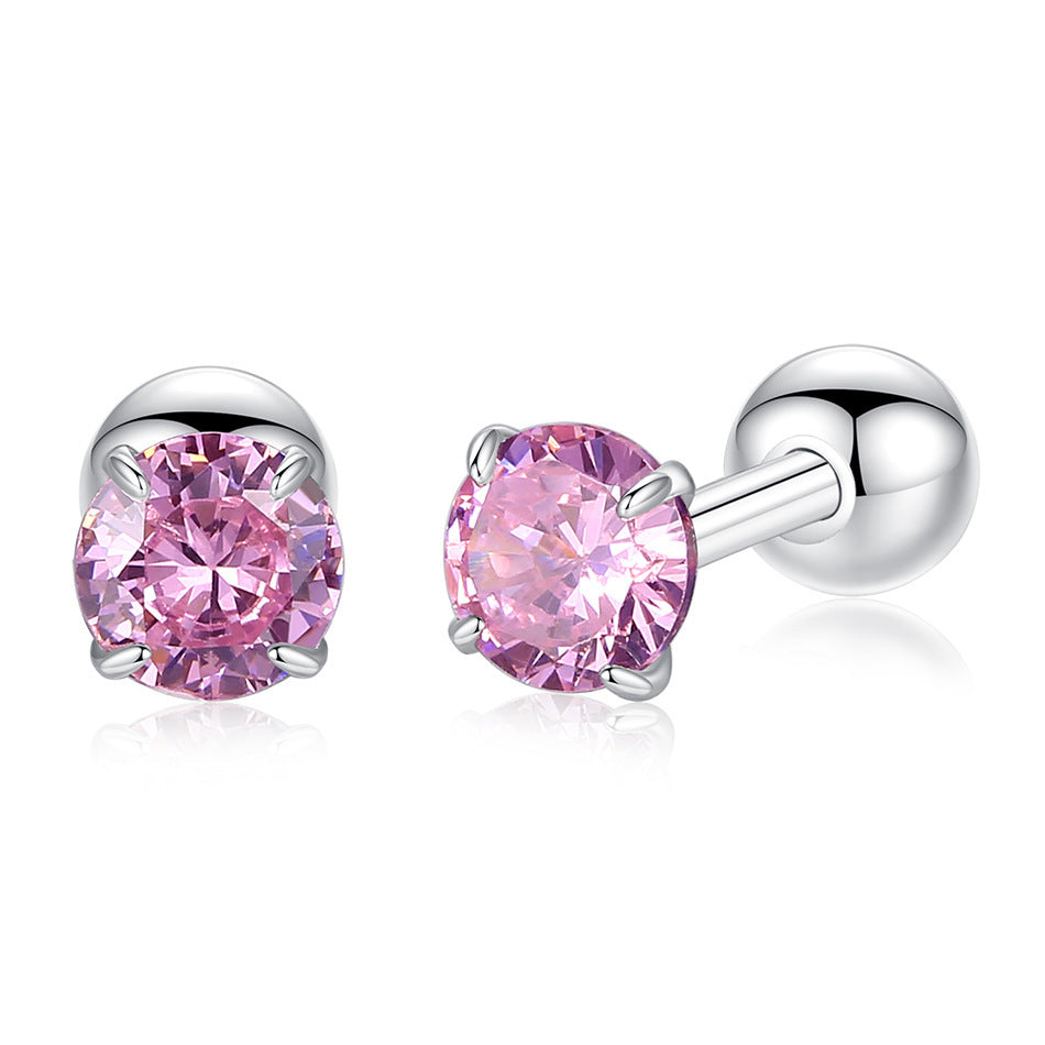 European And American Simple S925 Sterling Silver Crystal Stud Earrings-Jewearrings