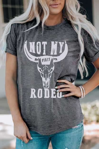 NOT MY RODEO Graphic Round Neck Tee-Jewearrings