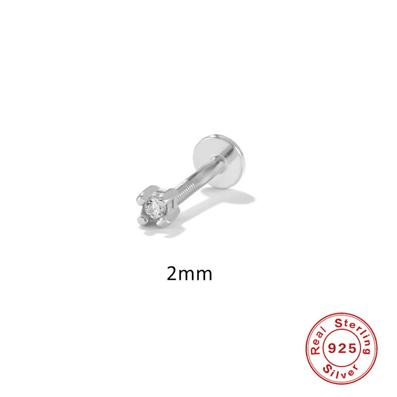 Simple Personality Sterling Silver Threaded Perforated Cartilage Earrings-Jewearrings