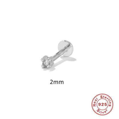 Simple Personality Sterling Silver Threaded Perforated Cartilage Earrings-Jewearrings