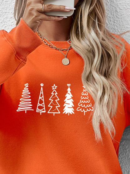 Christmas Tree Graphic Drop Shoulder Sweatshirt-Jewearrings