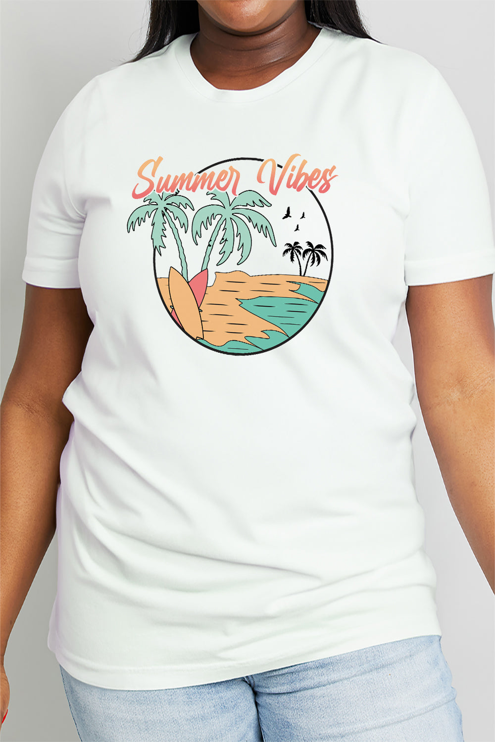 Simply Love Full Size SUMMER VIBES Graphic Cotton Tee-Jewearrings