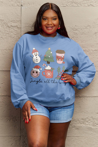 Simply Love Full Size JINGLE ALL THE WAY Long Sleeve Sweatshirt-Jewearrings