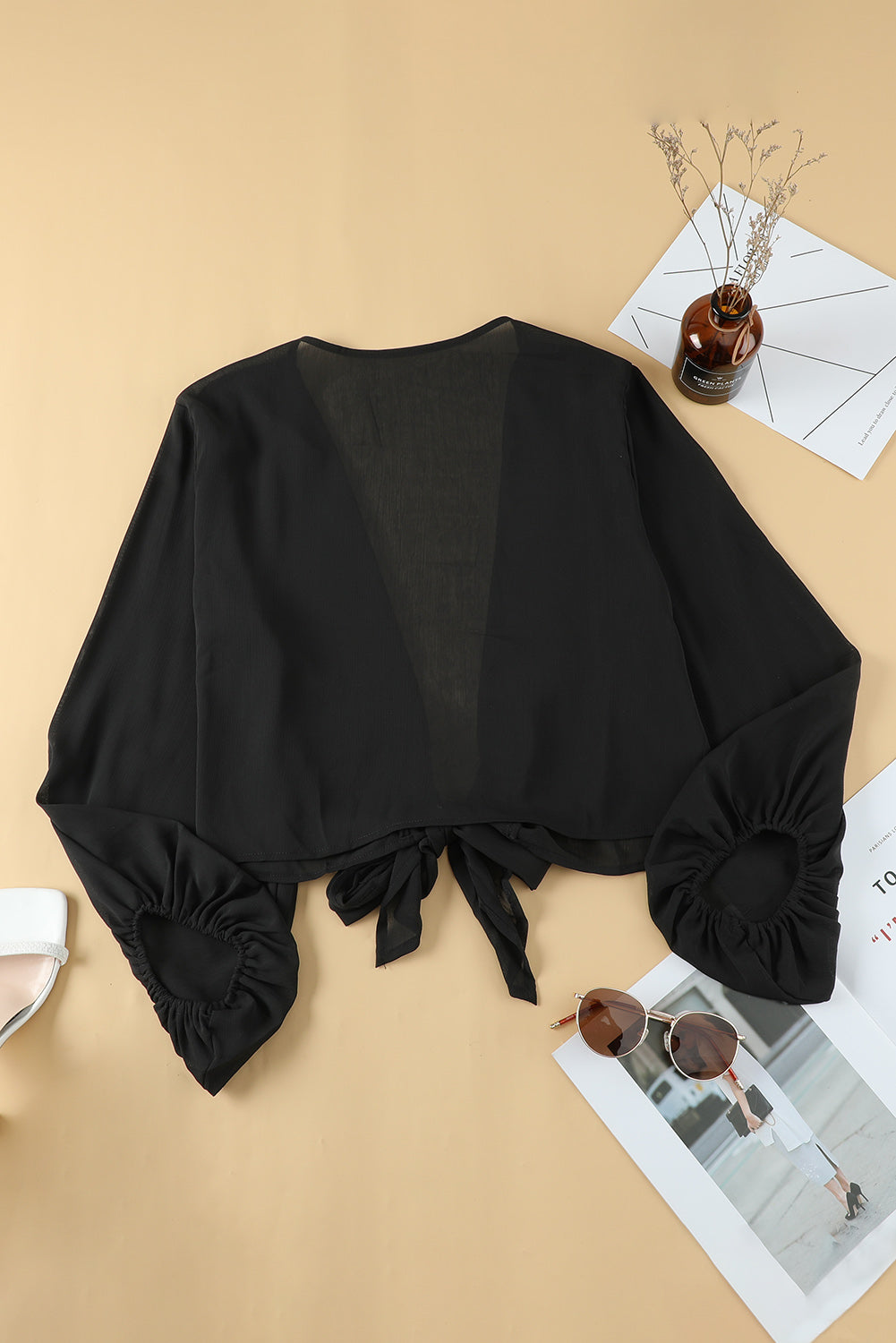 Plus Size Tie Front Crop Top-Jewearrings