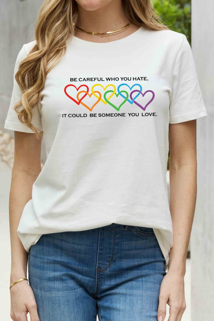 Simply Love Full Size Heart Slogan Graphic Cotton Tee-Jewearrings