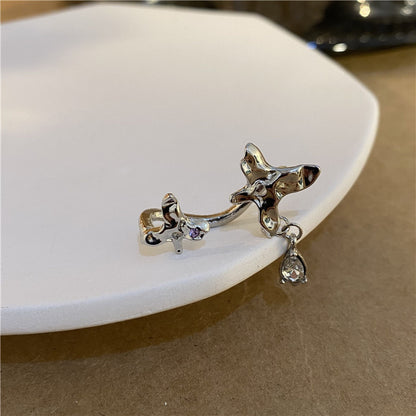 Butterfly Overlap Phantom Drop Zircon Earrings Ear Bone Clip-Jewearrings