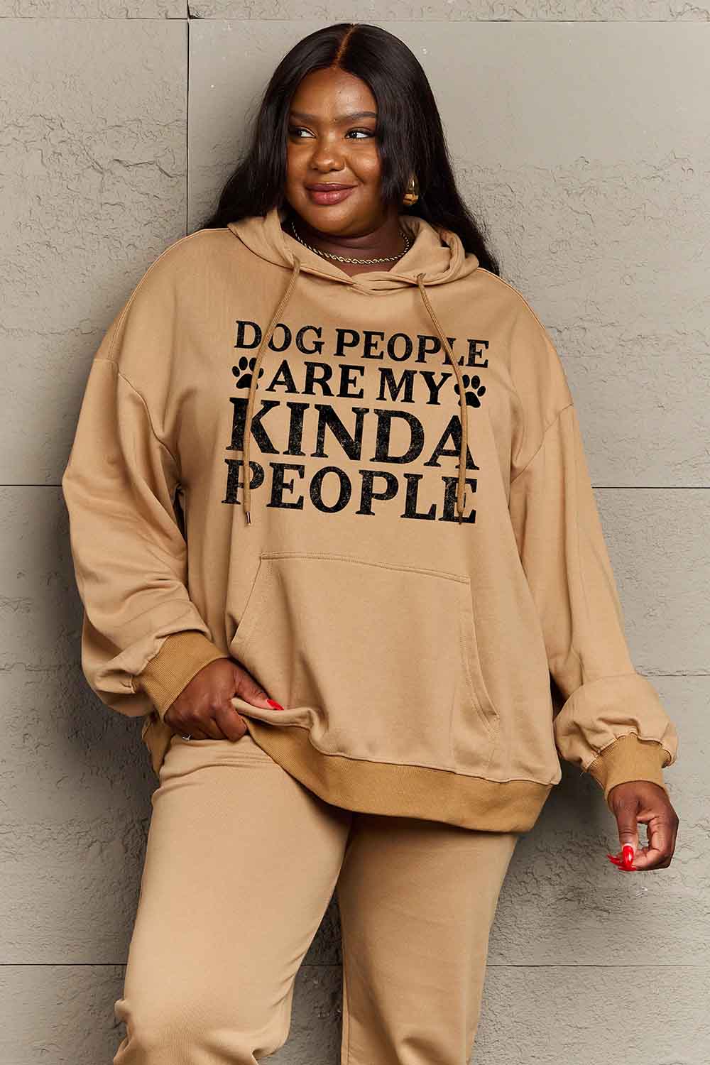 Simply Love Simply Love Full Size Dog Paw Slogan Graphic Hoodie-Jewearrings