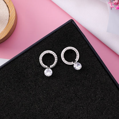 925 silver needle five-pointed star stud earrings simple geometric ring zircon earrings earrings-Jewearrings