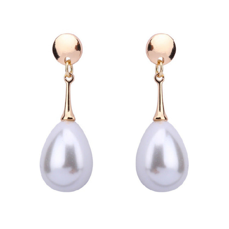 Waterdrop pearl simple personality earrings-Jewearrings