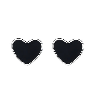 Small And Exquisite Love Earrings In Sterling Silver-Jewearrings