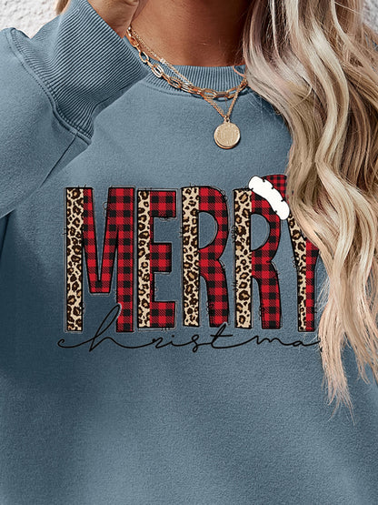 MERRY CHRISTMAS Round Neck Long Sleeve Sweatshirt-Jewearrings