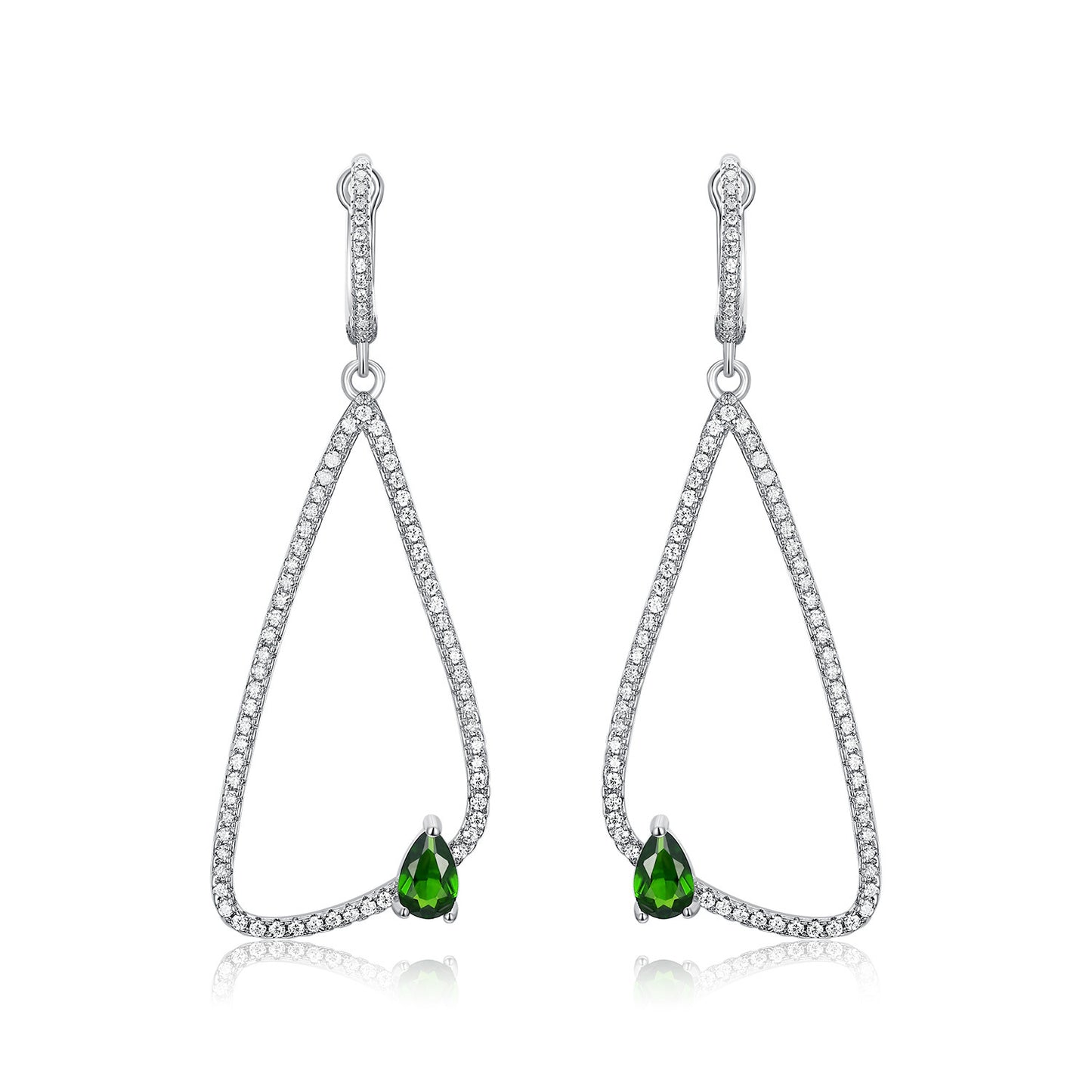 Fashion Earrings Women's Full Body S925 Silver Inlaid Natural Diopside-Jewearrings