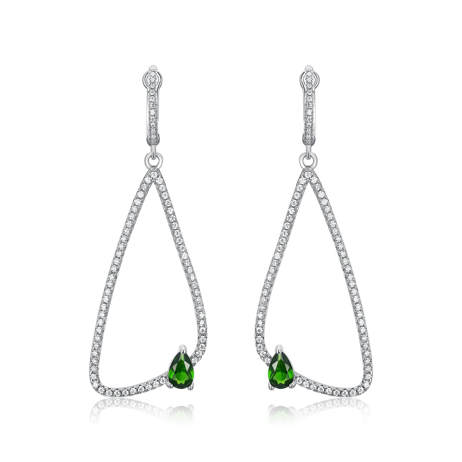 Fashion Earrings Women's Full Body S925 Silver Inlaid Natural Diopside-Jewearrings