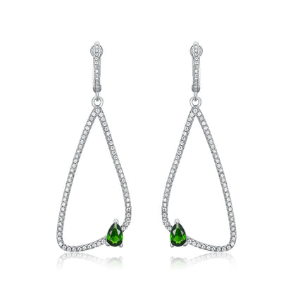 Fashion Earrings Women's Full Body S925 Silver Inlaid Natural Diopside-Jewearrings