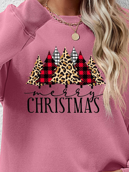 MERRY CHRISTMAS Round Neck Long Sleeve Sweatshirt-Jewearrings