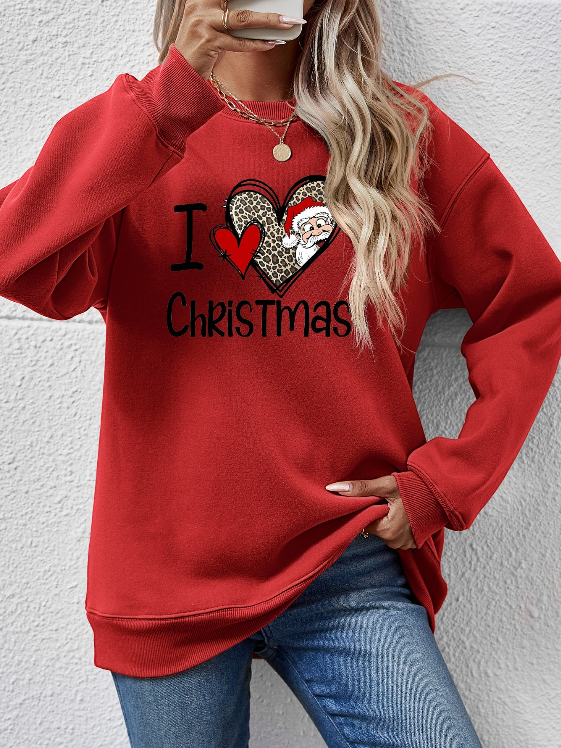 CHRISTMAS Graphic Round Neck Sweatshirt-Jewearrings