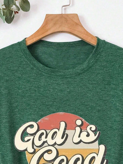 Full Size GOD IS GOOD Round Neck Short Sleeve T-Shirt-Jewearrings