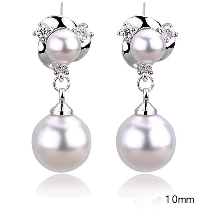 Style Tassel Clip Sterling Silver Pearl Earrings For Women-Jewearrings