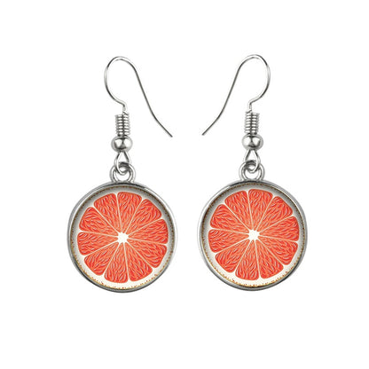 Fashion Fruit Grapefruit Watermelon Lemon Glass Dangle Earrings For Women Girls-Jewearrings