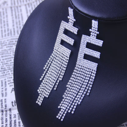 Fashion Jewelry 925 Silver Needle Ornaments Rhinestone Letter B Earrings Banquet Tassel Ear Ornaments Female-Jewearrings