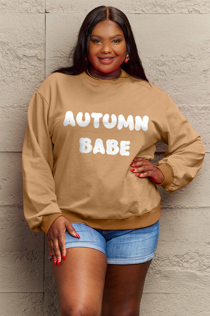 Simply Love Full Size AUTUMN BABE Graphic Sweatshirt-Jewearrings