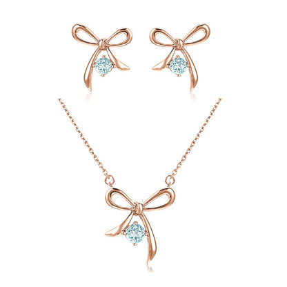 Women's Bow Necklace Stud Earrings Set-Jewearrings