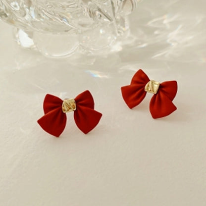 S925 Silver Needle New Black Red Bow Earrings-Jewearrings