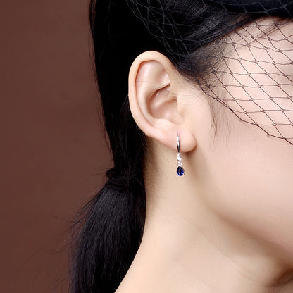 White gold-plated colored imitation sapphire earrings-Jewearrings