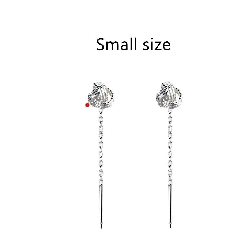 Women's Sterling Silver Ruyi Knot Stud Earrings-Jewearrings