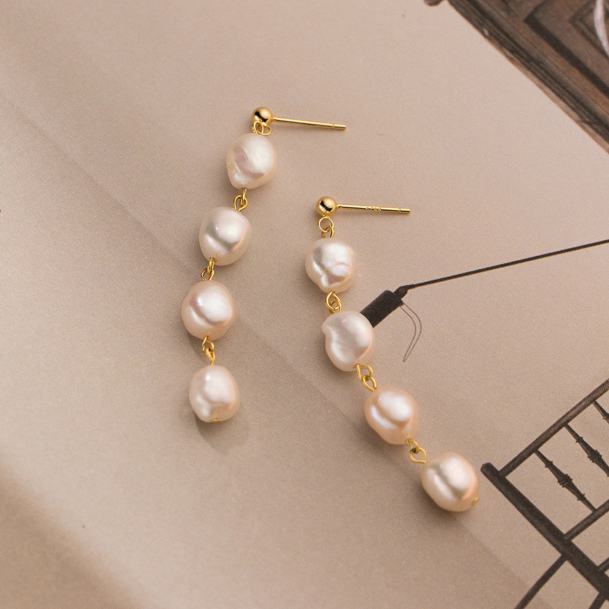 Women's Fashion Pearl Tassel Earrings-Jewearrings