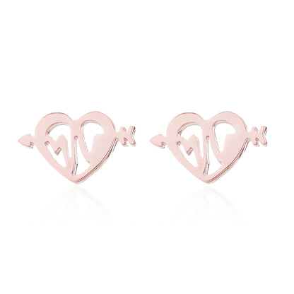 Women's Simple One Arrow Through Heart Shape Stainless Steel Stud Earrings-Jewearrings