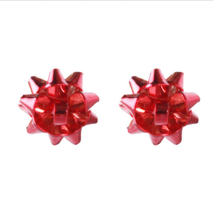 New Christmas Simple Metal Flower Bow Creative Earrings-Jewearrings