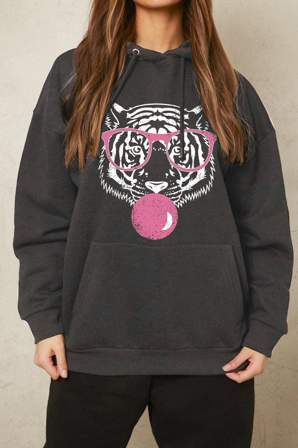 Simply Love Simply Love Full Size Dropped Shoulder Tiger Graphic Hoodie-Jewearrings