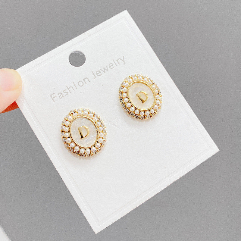 Pearl S925 Silver Needle Stud Earrings Korean Temperament Earrings-Jewearrings