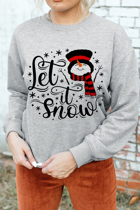 LET IT SNOW Round Neck Long Sleeve Sweatshirt-Jewearrings