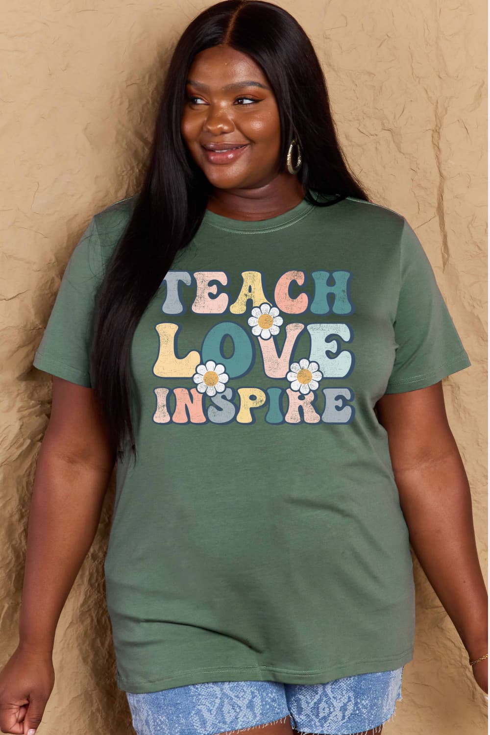 Simply Love Full Size TEACH LOVE INSPIRE Graphic Cotton T-Shirt-Jewearrings