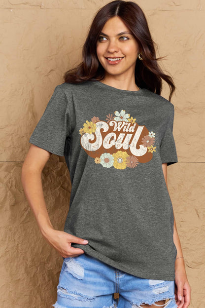 Simply Love Full Size WILD SOUL Graphic Cotton T-Shirt-Jewearrings