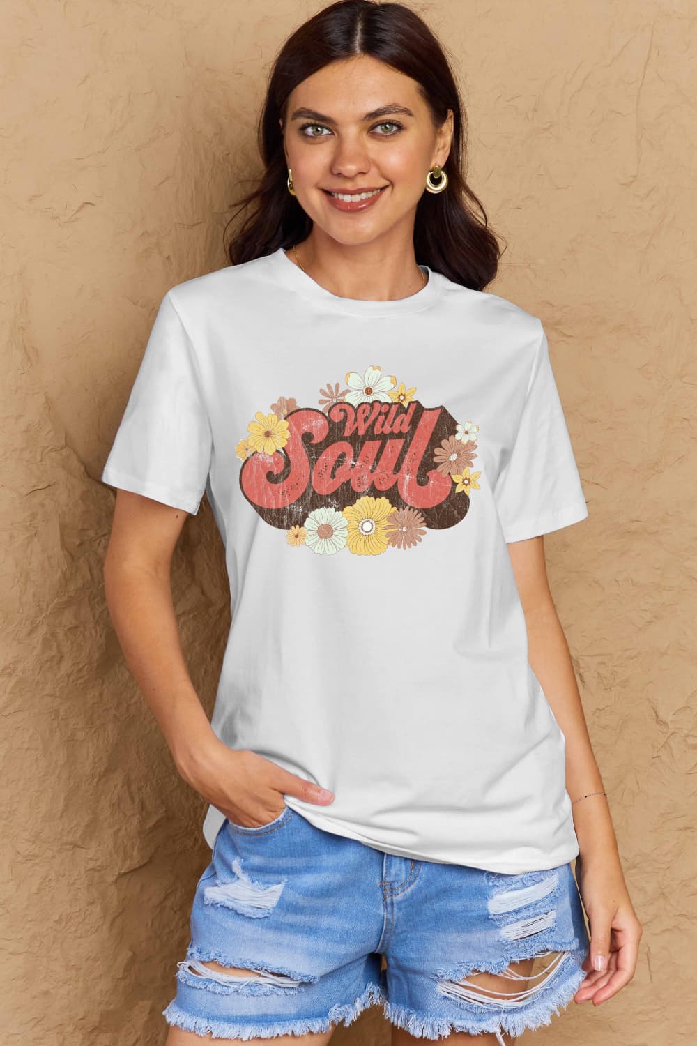 Simply Love Full Size WILD SOUL Graphic Cotton T-Shirt-Jewearrings