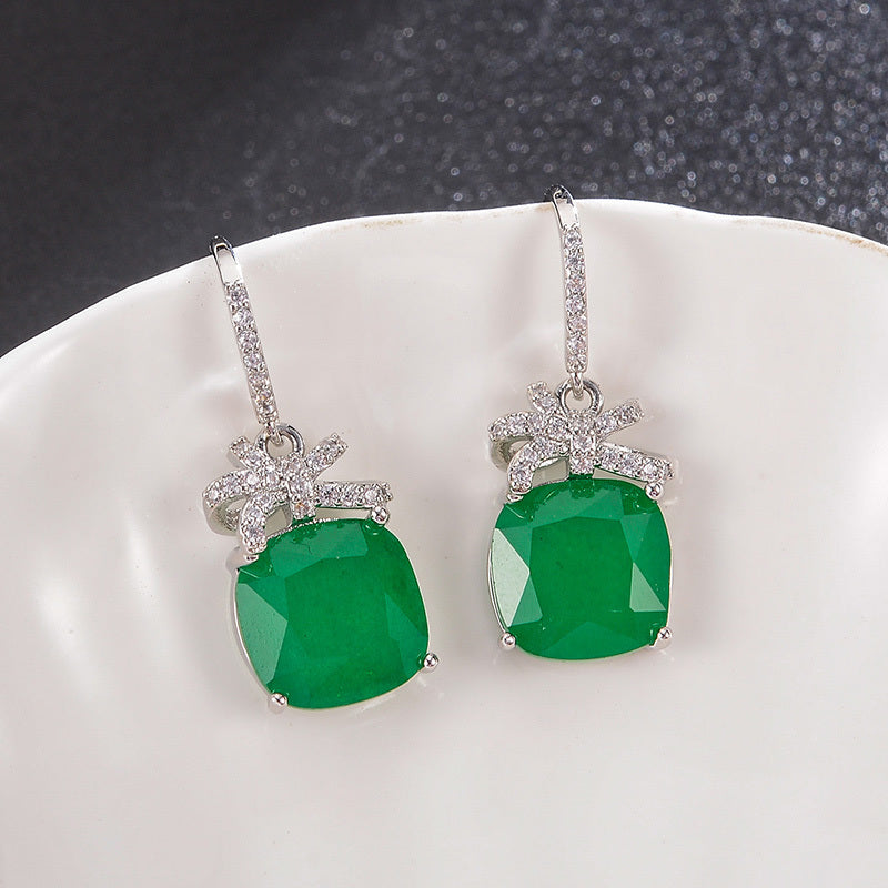 European And American Simulation Emerald Earrings Retro Earrings-Jewearrings