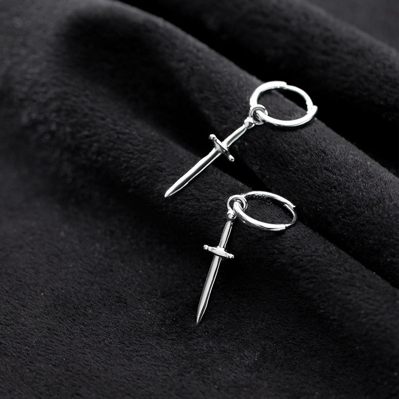 Glossy Cross Sword Creative Personality Earrings-Jewearrings