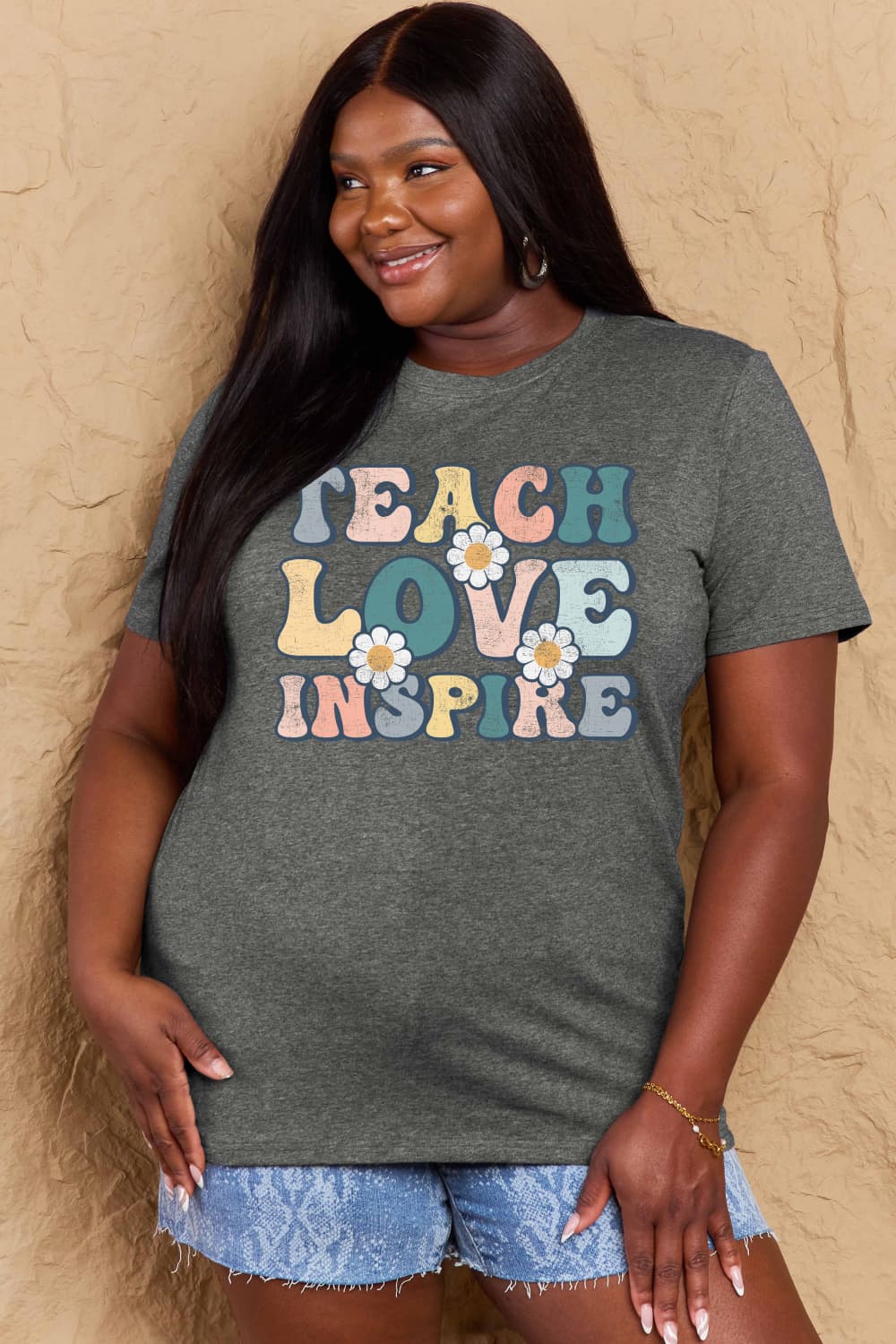 Simply Love Full Size TEACH LOVE INSPIRE Graphic Cotton T-Shirt-Jewearrings