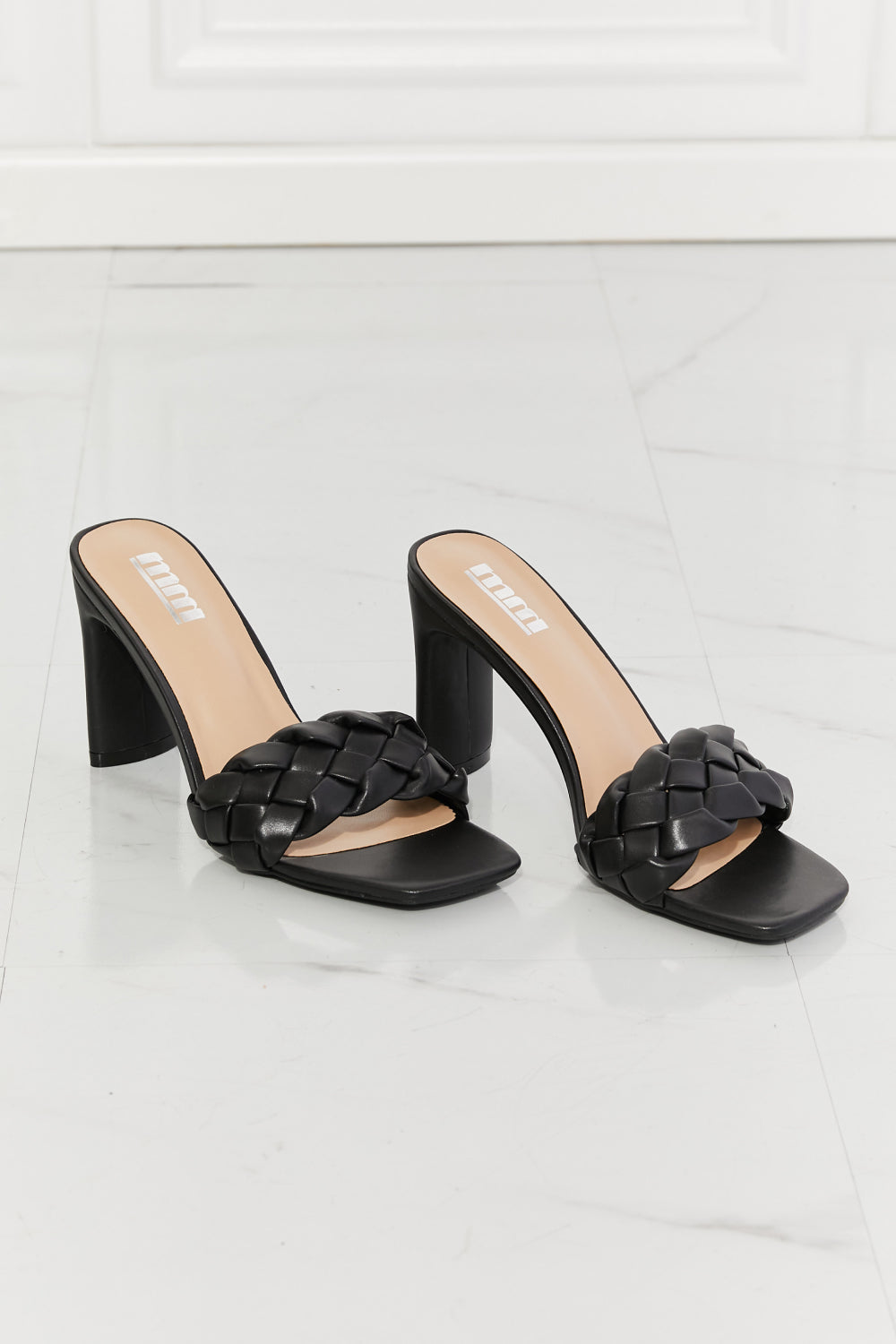 MMShoes Top of the World Braided Block Heel Sandals in Black-Jewearrings