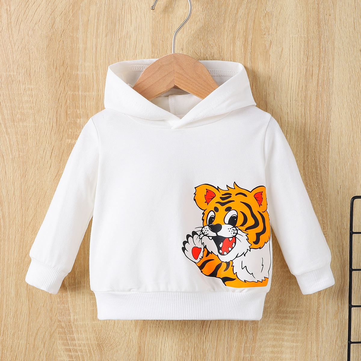 Tiger Long Sleeve Hoodie and Elastic Waist Pants Set-Jewearrings