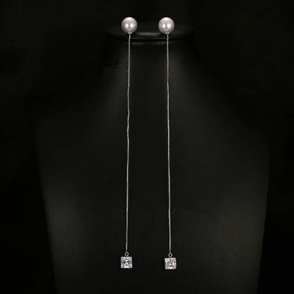 Pearl tassel earrings-Jewearrings