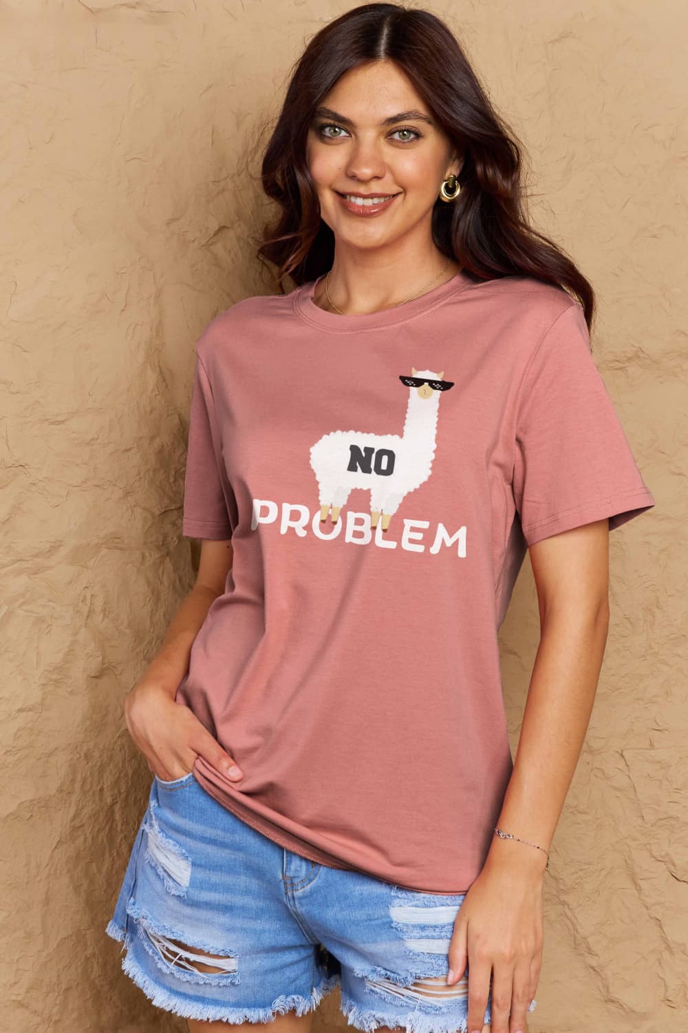 Simply Love Full Size NO PROBLEM Graphic Cotton Tee-Jewearrings