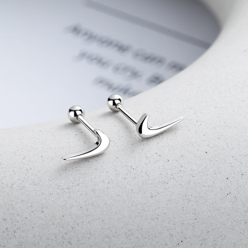 S925 Sterling Silver Korean Ins Style Simple Pair Hook Earrings Trend Casual Style Wild Earrings-Jewearrings