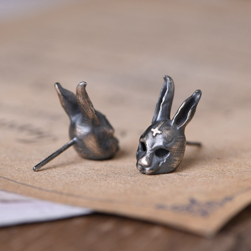 Women's Creative Design Thai Silver Rabbit Earrings-Jewearrings