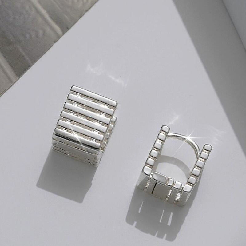 Female Special-interest Design Square Geometry Hollow Stud Earrings-Jewearrings