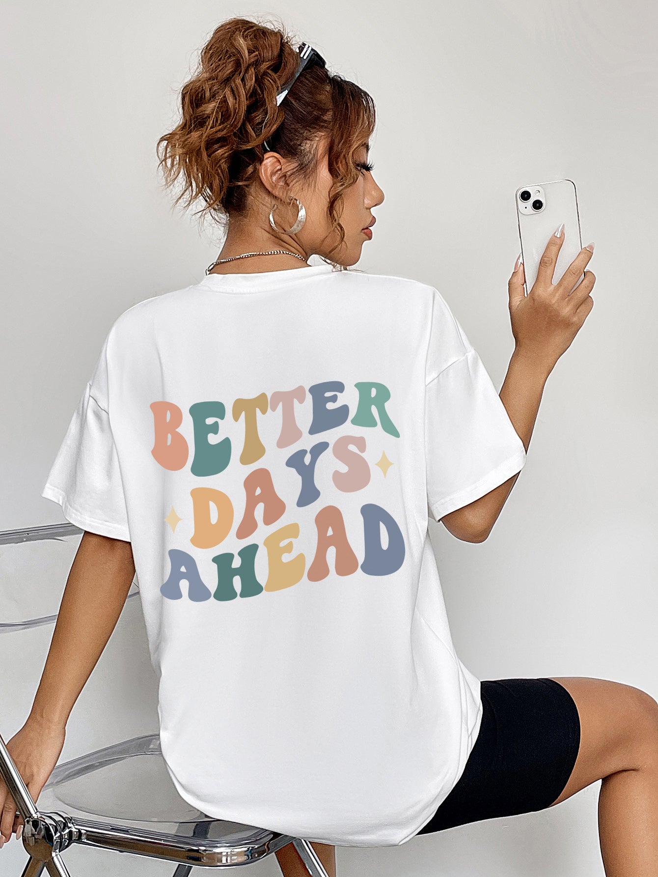 BETTER DAYS AHEAD Round Neck T-Shirt-Jewearrings