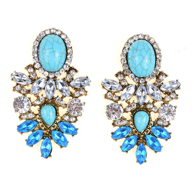 Alloy Stud With Bohemian Style Cracked Gemstone Earrings-Jewearrings